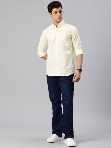 Image of Majestic Man Men's Solid Pure Cotton Casual Shirt - Slim Fit | Full Sleeves | Soft & Breathable Fabric