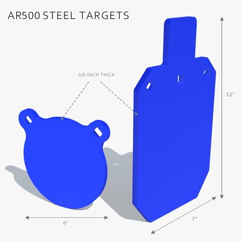 Image of Atflbox AR500 Steel Target for Shooting Stand System Set, 63 Inch Adjustable Height, 3 /8 Inch Thick Silhouette and Gong Targets, 10pcs Paper Targets and Target Holder Expansion Kit