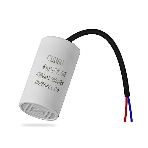 ANGEEK CBB60 450v 4uf 50/60HZ Condensador de arranque,Condensador de funcionamiento del motor,Condensador de arranque del motor,Condensador de microfaradios con cable