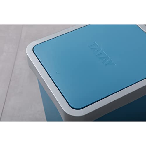 Image of TATAY Smart 25L Rubbish Bin Kitchen with Swing Lid | Compact and Functional | Indoor and Outdoor Use | Fits 30L Bags | BPA-Free Durable Plastic | 26x34x47cm, Blue