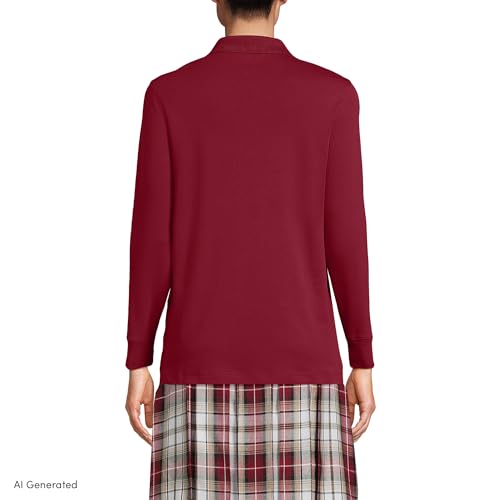 Image of Lands' End School Uniform Kids Long Sleeve Interlock Polo Shirt