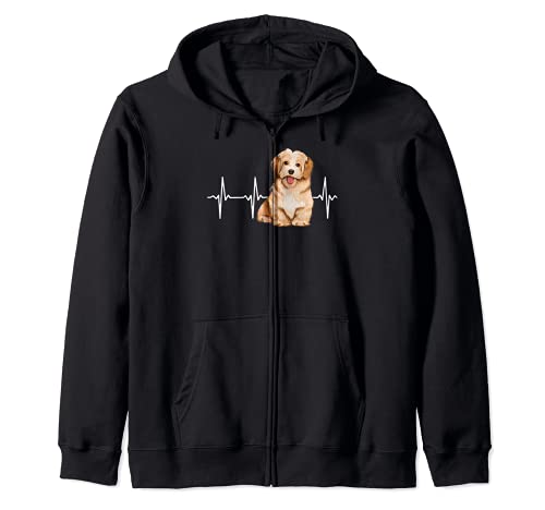 Havanese Heartbeat Dog Lover Zip Hoodie, Black