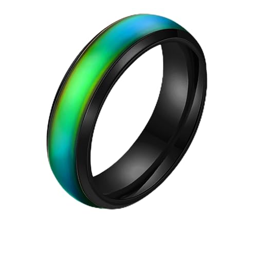 Temperature Changing Mood Ring for Men and Women, Stainless Steel Durable Wedding Band, Waterproof Couple Jewellry, Sporty Design Gift Y1854
