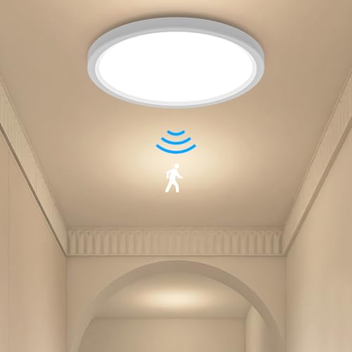 Gaethra Lampara Techo con Sensor de Movimiento, 18W LED de Techo con Radar para Pasillo Escaleras Cocina, 3000K, 4000K, 6500K