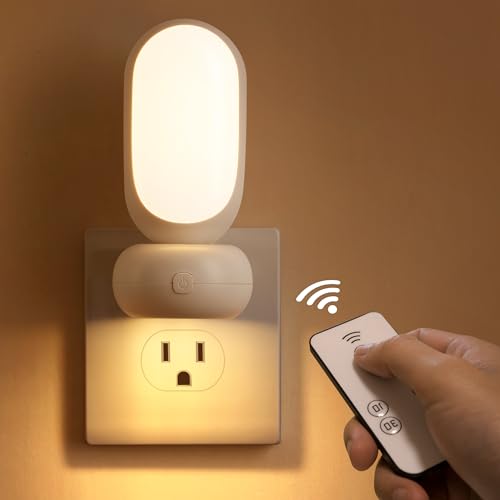 Image of KDG LED Night Light Plug into Wall Set of 2, Modern Wall Sconces, Push Button Dimmable, Soft Warm 3000K Lighting, Night Light for Living Room, Bedroom, Bedside, Hallway, Kitchen, Stairs (White)