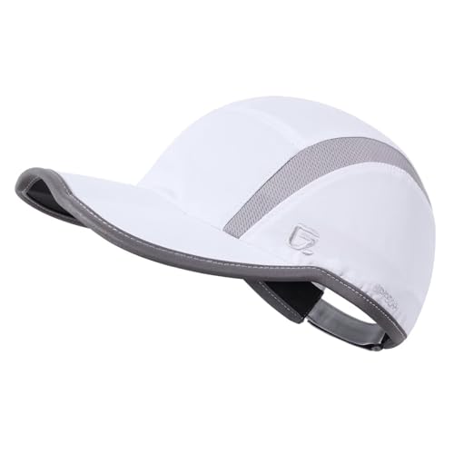 GADIEMKENSD Quick Dry Sports Hat Lightweight Breathable Soft Outdoor Run Cap (Folding Series,White)