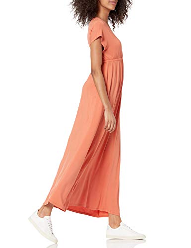 Image of Amazon Essentials Women's V Neck Short Sleeve Waisted Maxi Dress (Available in Plus Size)