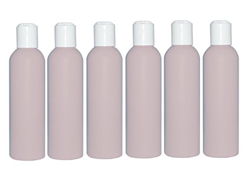 WM (Set of 6) 10 oz. Lavender Empty Refillable, Reusable Plastic Bottle with Smooth White Disk Top Cap. DIY, Lotion, Shampoo, Aromatherapy, Massage Oils, Body Wash - Mfg. USA. (White)