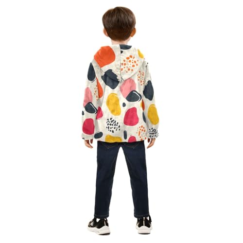 Colorful Shape Girls Fleece Jacket Girls Fall Jacket Girls Zip Up Hoodie Girls Sherpa Jacket 2-10T4
