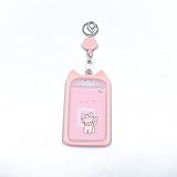 YFFSFDC パスケース リール付き カードケース 子供パスケース 社員証 ICカード Cカードケース 小銭入れ 定期入れ カード入れ 掛け ICカード 伸縮可能 可愛い キーリング 通勤 通学 通学にも便利です (ピンク)
