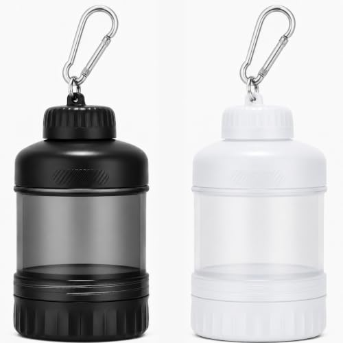 BooMetCheer 2 Pack Protein Powder Container to Go with Keychain & Keyring Large Capacity Clear Leakproof Ideal for workouts fitness or travel