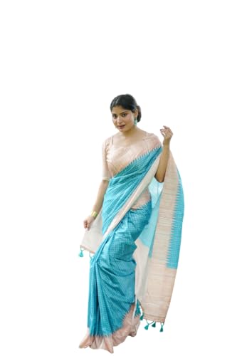 Image of SATIKA VASTRAM Tussar Silk Saree Solid Design Pure Soft Thread Weaving Contrast Border And Rich Pallu With Blouse Piece
