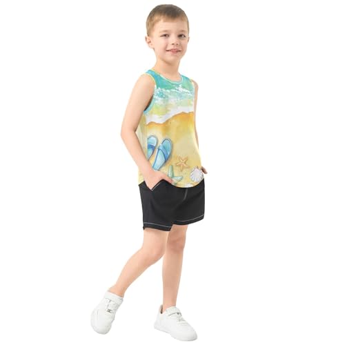 susiyo Summer Flip Flop Seashell Boys Sleeveless Tank Top Girls Athletic T Shirt4