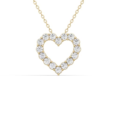TimeLess Classics 14K Gold Lab Grown Diamond Heart Neckalce Pendant For Women From 0.50-2 CTW | Color E-F | Clarity VS1-VS2