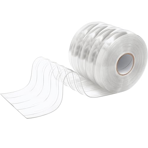 Image of Moukeren Plastic Curtain Strips, 50 ft x 8 in Clear PVC Strip Curtain Roll, Heavy Duty Plastic Insulated Freezer Door Strips for Commercial, Walk-in Cooler, Garage, Warehouse, 0.08 inch Thickness