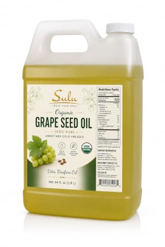 SULU ORGANICS 100% Pure Cold Pressed Unrefined Grapeseed Oil (4 lbs/ 64 oz) image 5