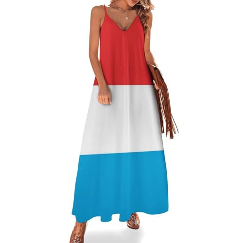 Robe maxi d'été pour femme bohème grande taille rouge à rayures