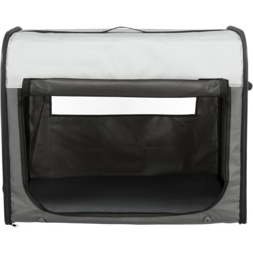 TRIXIE Hundebox Home schwarz – S: 64 × 54 × 48 cm – klappbarer Hundekäfig mit 2 Türen & sicheren Verschlüssen, verzinkte Transportbox mit stabiler Bodenwanne für Zuhause & unterwegs – 39301