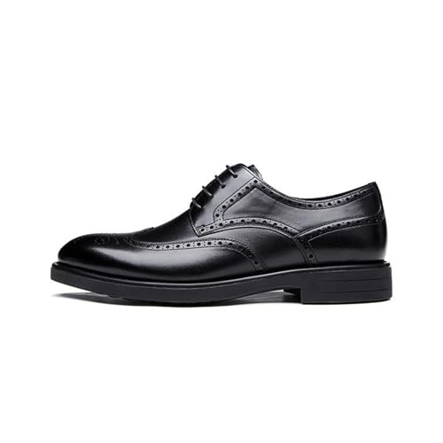 Image of BWSEOBG Men's Brogue Wingtip Retro Business Oxford Shoes Classic Leather Round Toe Lace Up Wedding Formal Dress Shoes Derby Shoes
