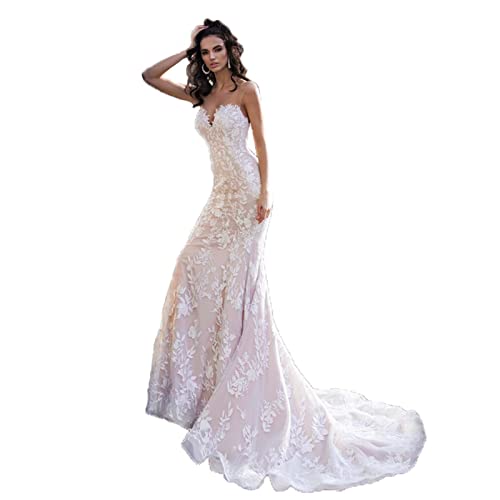 AIYIFUTY Meerjungfrau-Brautkleid, Spitzenapplikationen,...
