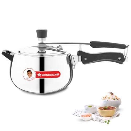 Image of Wonderchef Nigella Triply Stainless Steel Pressure Cooker 5L, Inner Lid, Gas, Induction Compatible & Ceramic Cooktop, ISI Certified, Contour Collection, Uniform Heating, 5-Year Warranty