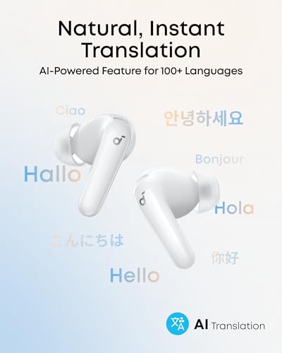 Image of Soundcore P31i by Anker, Real-Time Adaptive Noise Cancelling, Hi-Res Sound, Translation Earbuds, 50H Playtime, Wireless Earbuds, Bluetooth Earphones, Spatial Audio, Fast Charging, IP55 (White)