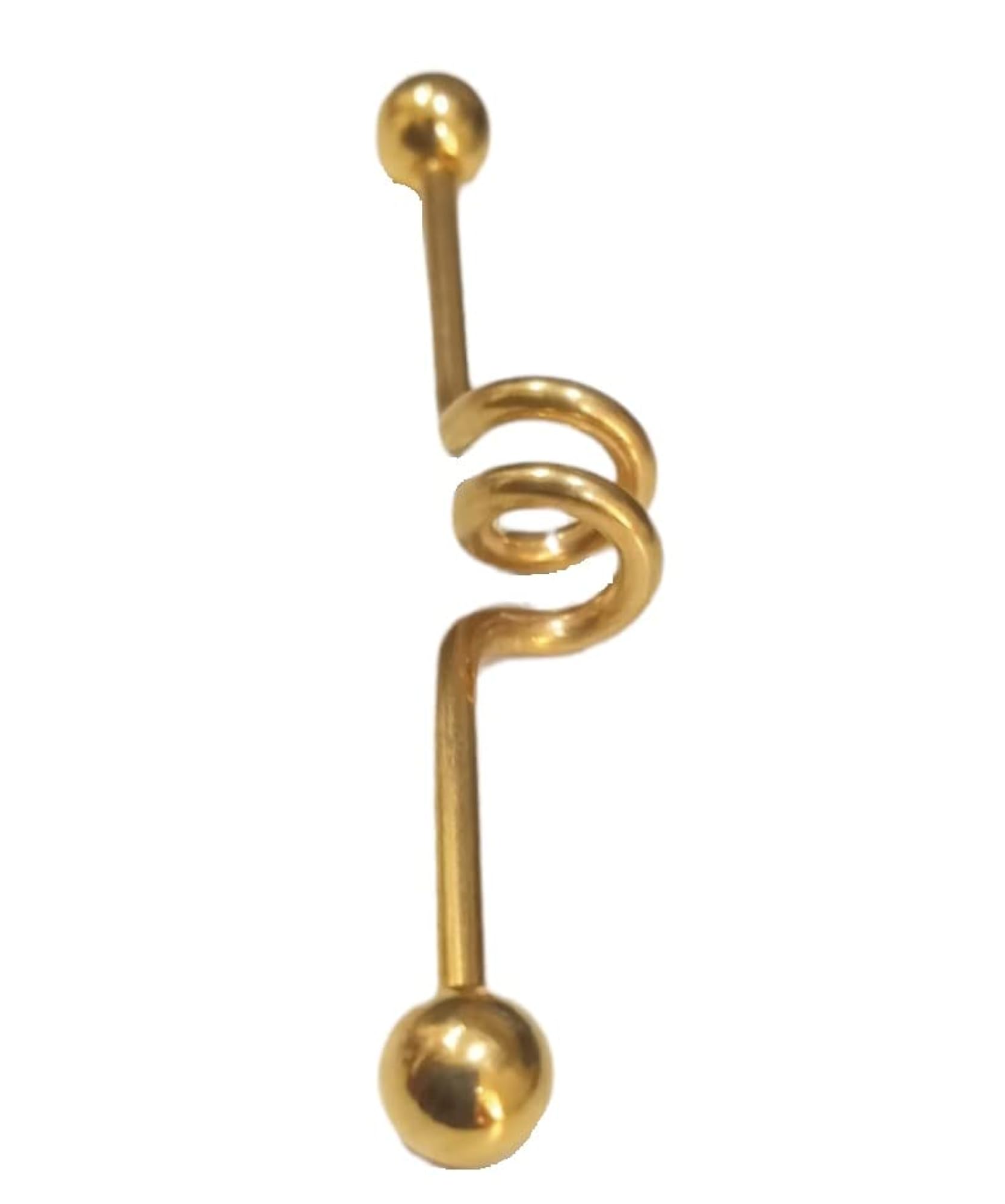 14G Yellow Circular Design Double Twisted Ear Industrial Piercing Stud