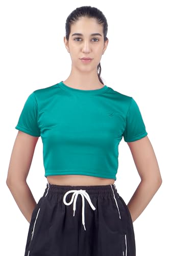 Image of Amazon Brand - INKAST Women Solid Fitted T-Shirt | Active Wear Crop Tops | Casual Sport Wear | Gym | Training | Running | Workout | Crew Neck