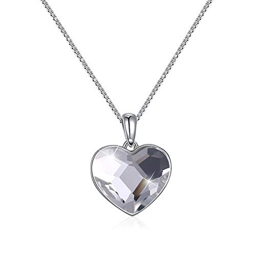Collier cœur anti-ternissement en argent S925 et cristaux blancs durables