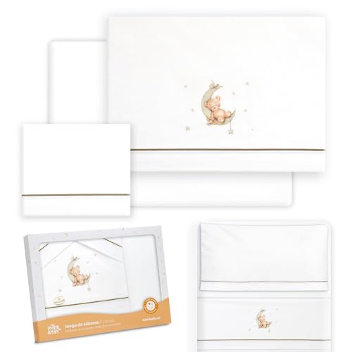 Interbaby - Parure de lit pour Berceau 50 x 80 cm, 100% Coton, avec Drap-Housse, Drap Plat et taie...