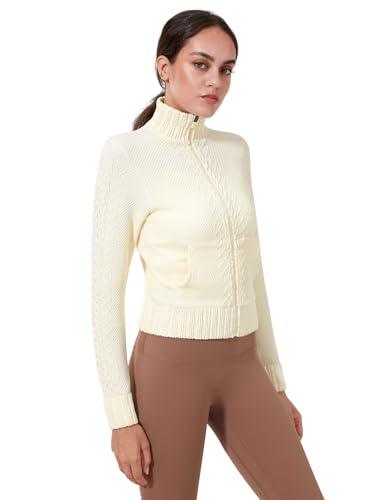 Women's Cardigan Jackets Cropped Lightweight Fall Open Front, Long Sleeve Knit Zip Up Sportswear Slim Fit Workout Tops3