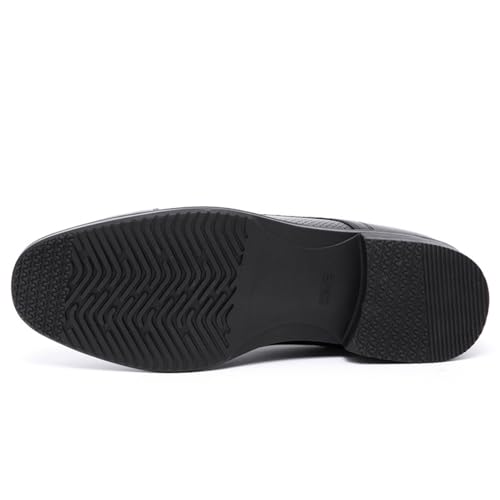 Fashion Breathable Pointed Toe Oxford Shoes Classic Round-Toe Low Top Block High Heel Shoes Slip-On Oxford Dress Loafers Modern Wedding Office Work Tuxedo Shoes4