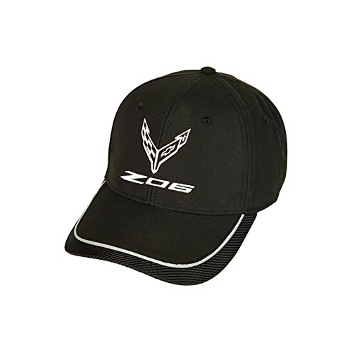 C8 Z06 Corvette Hat - Next Generation Carbon Fiber Silver Accent Cap : Black