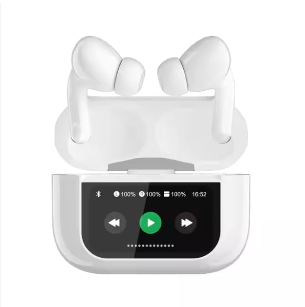 Image of Smart TWS Earbuds ANC Smart Touch Display Active Noise Cancellation Type-C Fast Charging True Wireless Buds Transparency Mode EQ Mode (White)