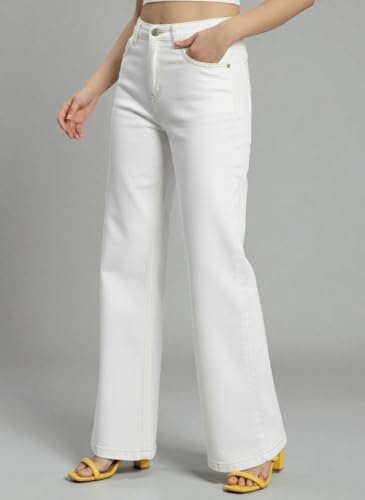 Image of Amazon Brand - INKAST Women High Rise Wide Leg Full Length Cotton Poly Lycra Jeans | Casual Denim Wear