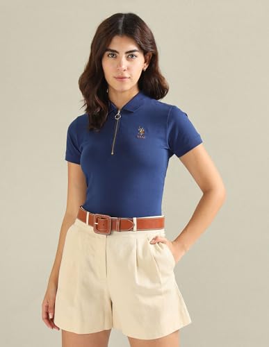 Image of U.S. Polo ASSN. Women's Cotton Regular Fit Solid Polo Shirt