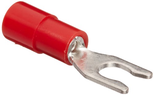 Morris Products 11722 Nylon Insulated Locking Fork/Spade Terminals - 22-16 Wire, #6 Stud, 100-Pack