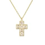 Para mujer, collar de cruz de crucifijo con colgante exquisito de circonita cúbica brillante con Jesús