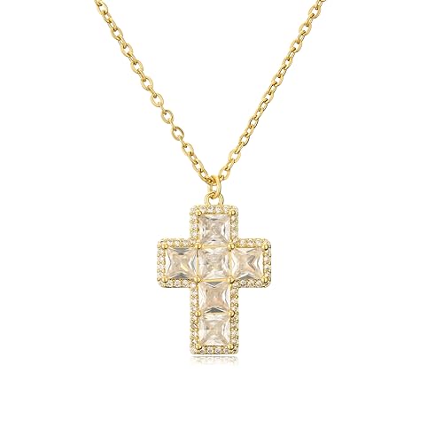 Collier croix de Jésus en zircone brillante, accessoire crucifix élégant pour le quotidien