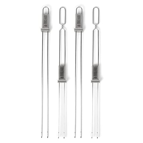 BBQ-AID Premium Barbecue Metal Skewers for Kabobs with Quick Release - Double Pronged, Stainless Steel Metal Skewers for Grilling - Kebab Skewers, Shish Kabob Skewers, Kabob Sticks, Veggies & More Cover