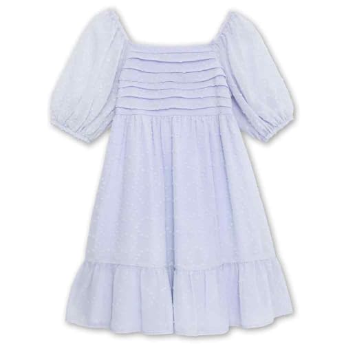 Speechless Girls' Square Neck Puff Sleeve Ruffle Hem Knee Length Dress