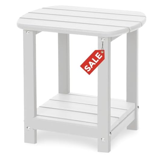 GARDENSTAR Adirondack Square Outdoor Side Table,2-Tier Storage Patio Side Table, HDPE End Tables for Backyard Pool Porch Garden Lawn(White)