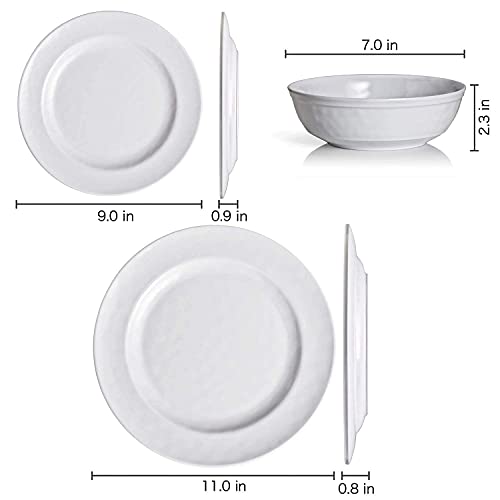 TP 18-Piece Dinnerware Set, Melamine Dishes Set with Bowls and Plates, Service for 6, Non-breakable Lightweight Dining Tableware, White - Image 7