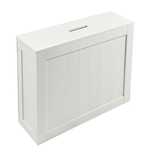 Woodluv, mobiletto multiuso da bagno, in MDF, struttura sottile, colore bianco, dimensioni 49,5 cm x 16 cm x 40 cm