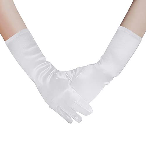 PURFUN Little Girls Novelty Opera Long Satin Gloves First Holy Communion Halloween Birthday Party Wedding Gloves for 6-10Yrs4