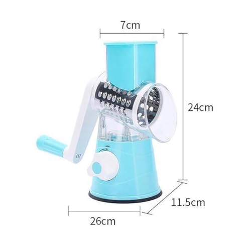 TQQEPOOL Rallador Queso Giratorio,Mandolina Redonda con Mango Y 3 Cuchillas,Cortador Verduras Manual Cocina para Cortar Fácilmente Frutas Y Verduras (Color : Blue, Size : 26 * 11.5 * 24cm) - imagen 2