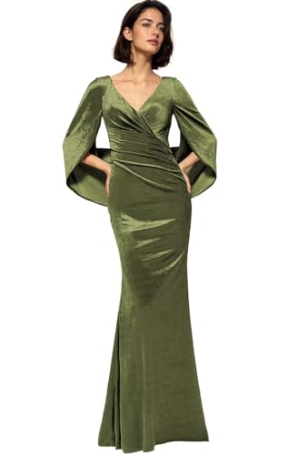 Velvet Bridesmaid Dresses for Women with Sleeves Mermaid Long Formal Maxi Dress Wedding Guest NA222