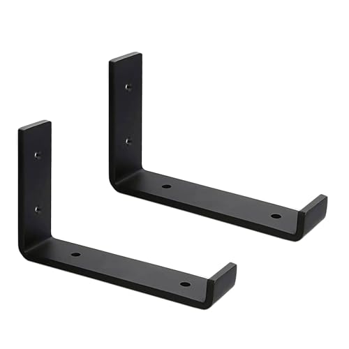 MLOQI 2 Stück Regalhalterung Schwarz, Regalwinkel Schwarz Metall,...