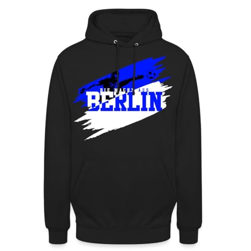 Spreadshirt Berlin Fußball Fan Sport Blau Unisex Hoodie, L, Schwarz