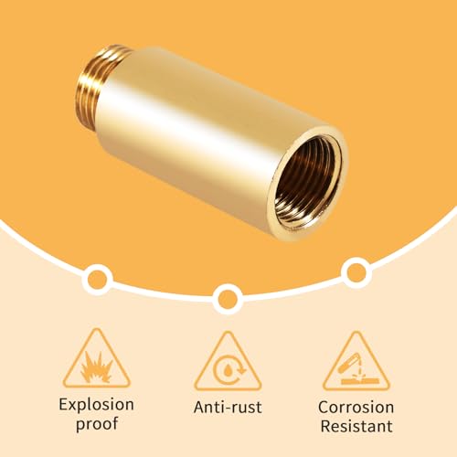 Messing Hahnverlängerung 1/2 Zoll x 50 mm, 2 Stück RohrverläNgerung Messing, 1/2 IG x 1/2 AG, DN15 Gewindeverlängerung Verlängerung Fitting, Verlängerung für Leitungsinstallation